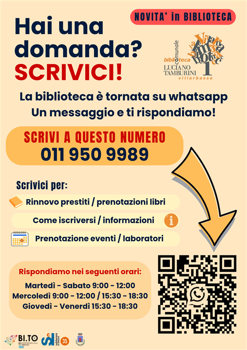 La Biblioteca è tornata su whatsapp!